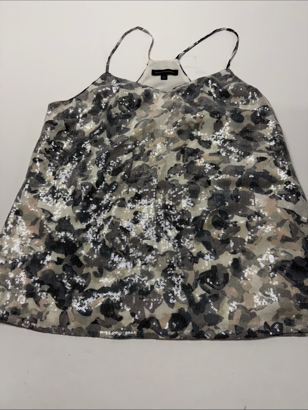Banana Republic Silver and Gray Sequin Cami Top